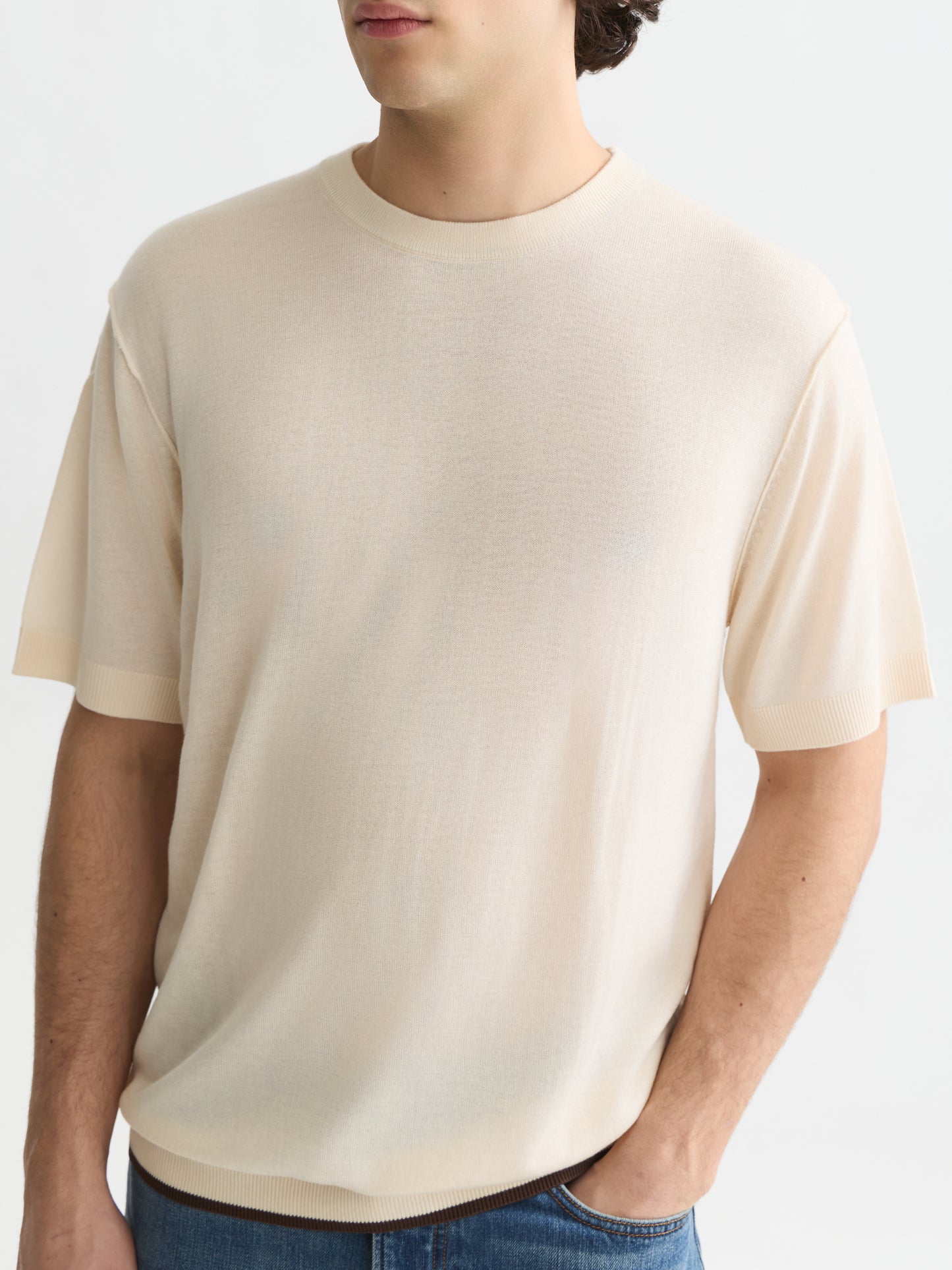Lavender טי שירט קצרה לגברים Knitted SCOTCH & SODA