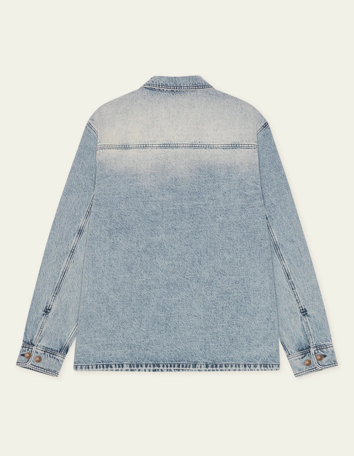 Dark Gray חולצה מכופתרת ארוכה לגברים Bleached Denim Overshirt LES DEUX