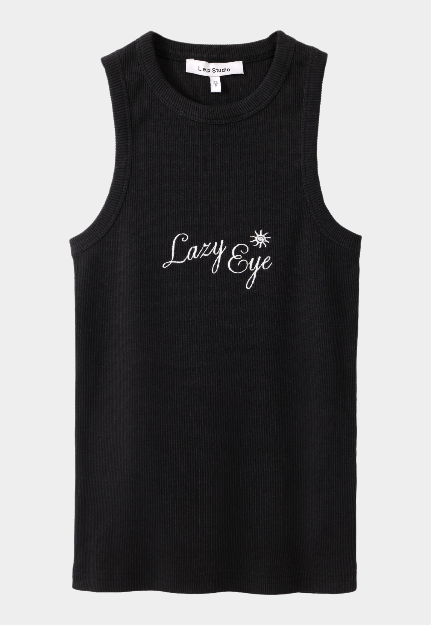 Black גופיה לנשים Rib Tank LAZY EYE PPL