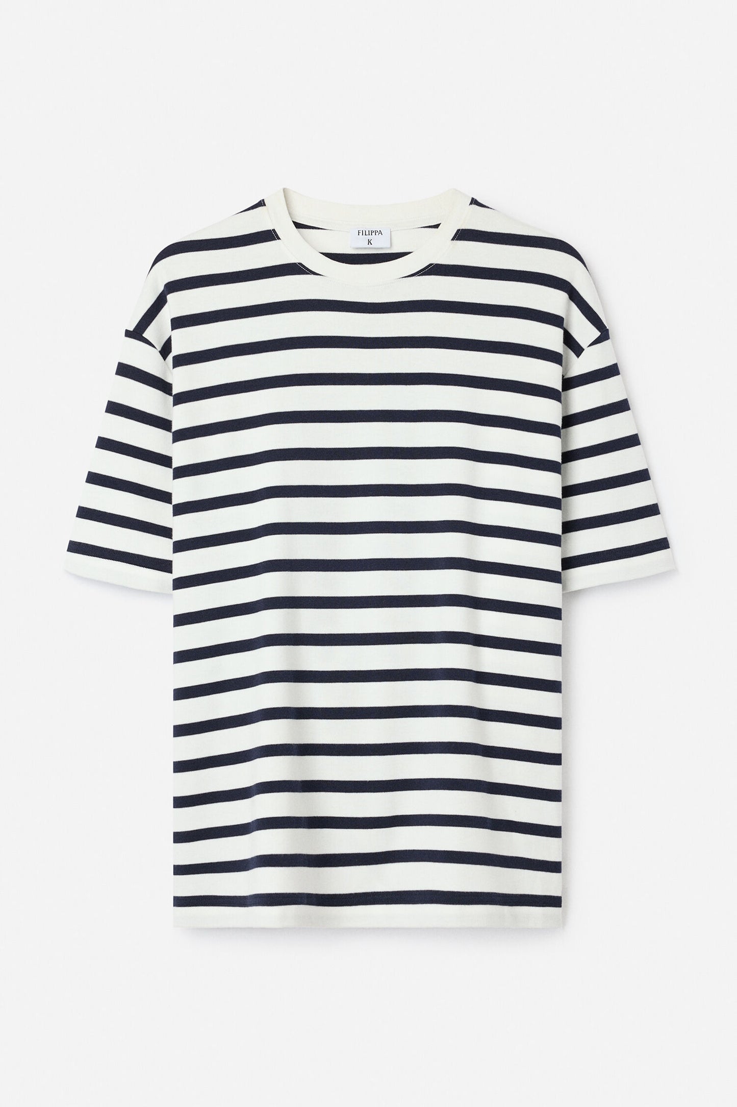 White Smoke טי שירט קצרה פסים לגברים Striped Crewneck FILIPPA K