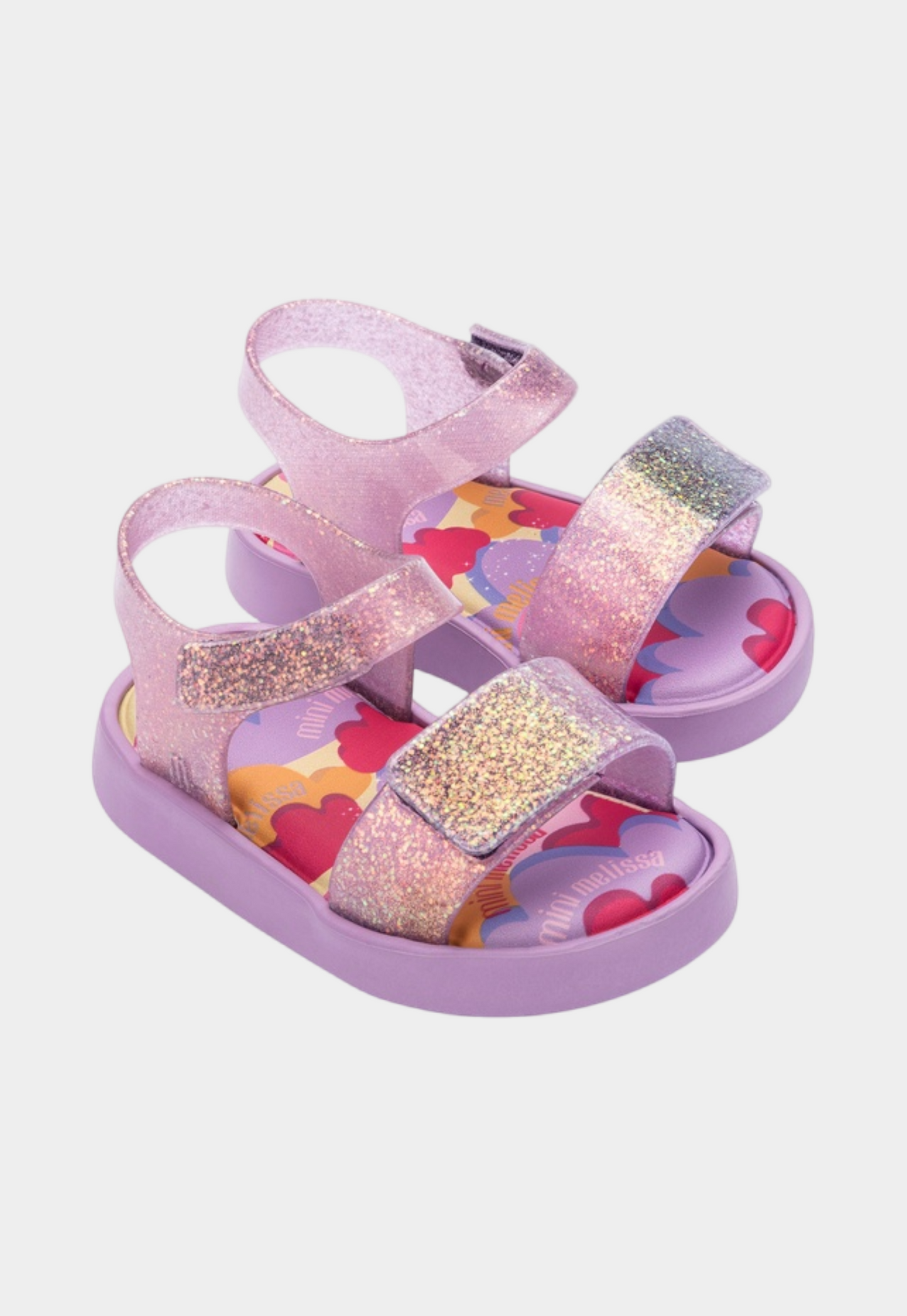 Lavender סנדלים לתינוקות עם הדפס לבבות Jump MELISSA