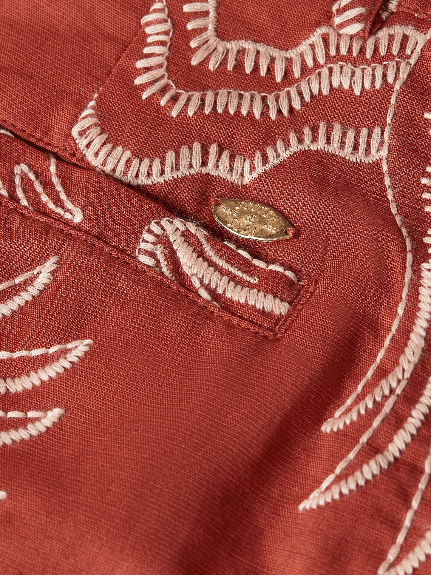 Brown מכנסי שורטס מודפסים לנשים Embroidered SCOTCH & SODA
