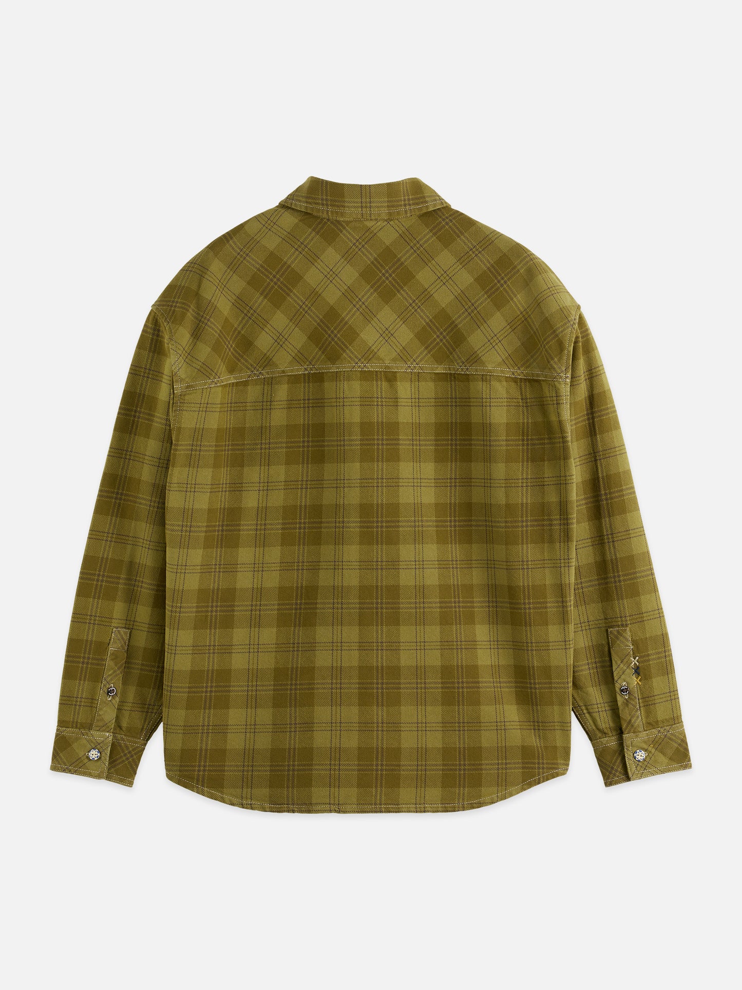 Dark Olive Green חולצה ארוכה מכופתרת לגברים Washed denim SCOTCH & SODA