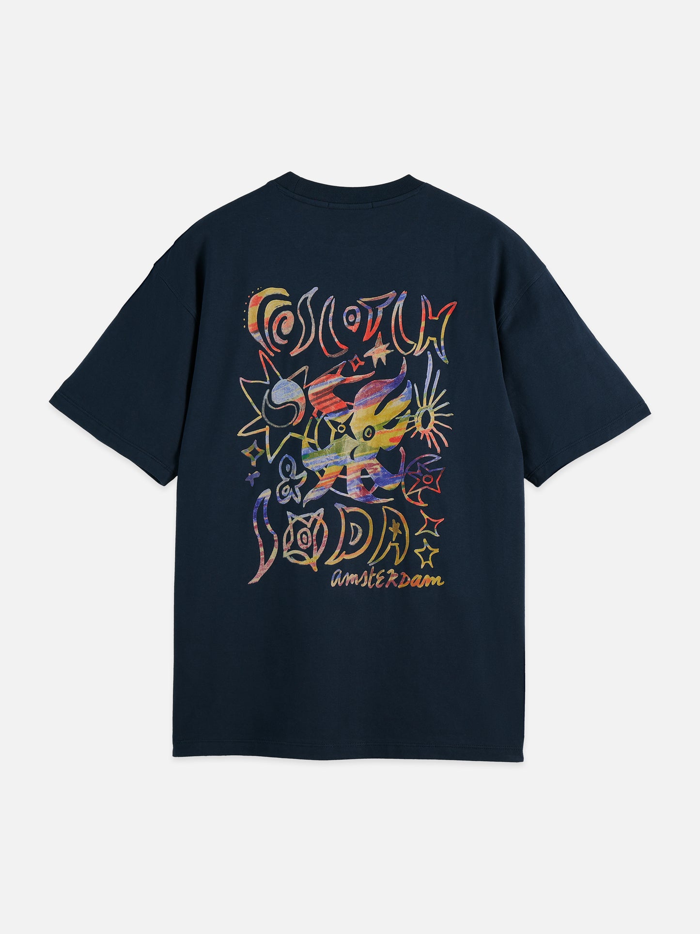White Smoke FRONT AND BACK ARTWORK RELAXED-FIT T-SHIRT טי שירט קצרה SCOTCH & SODA