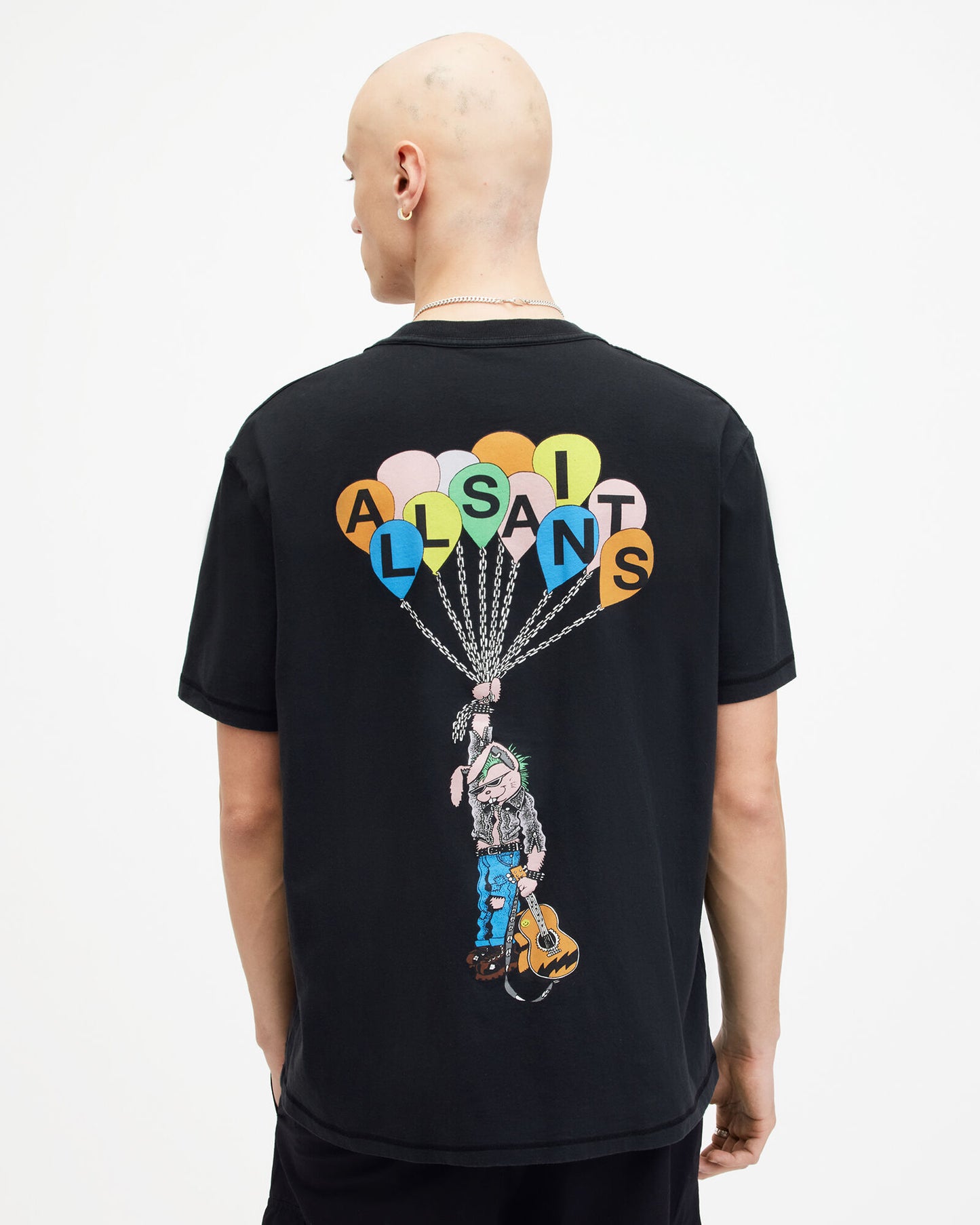 White Smoke טי שירט קצרה לגברים Lofty ALLSAINTS