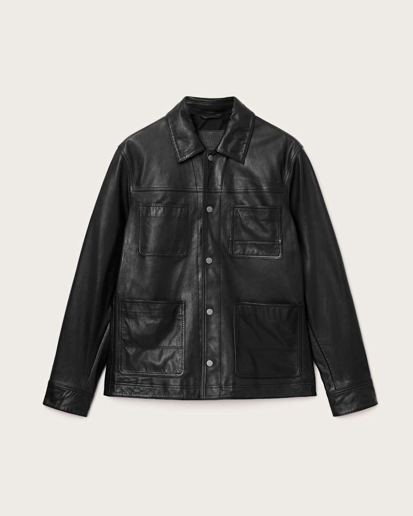Dark Slate Gray ג'קט עור לגברים Biker Jacket ALLSAINTS