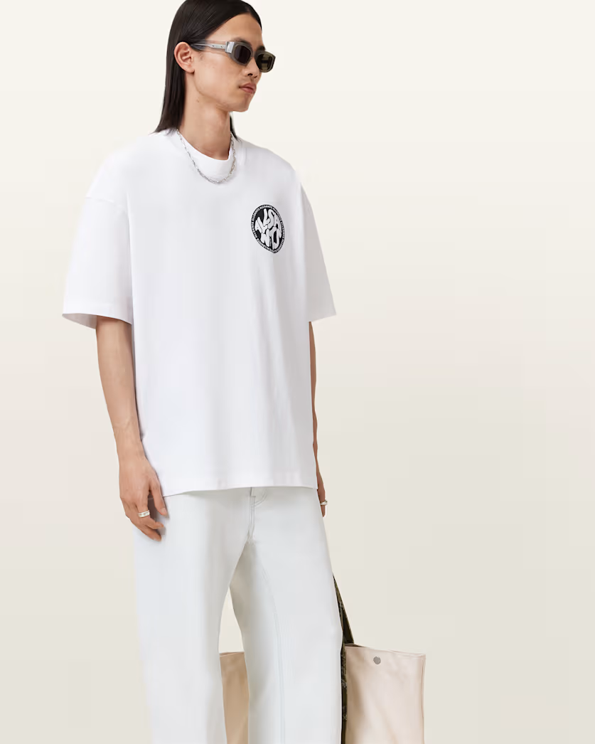 Antique White טי שירט קצרה לנשים Distortion ALLSAINTS