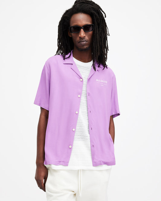 Lavender חולצה מכופתרת קצרה לגברים Access ALLSAINTS