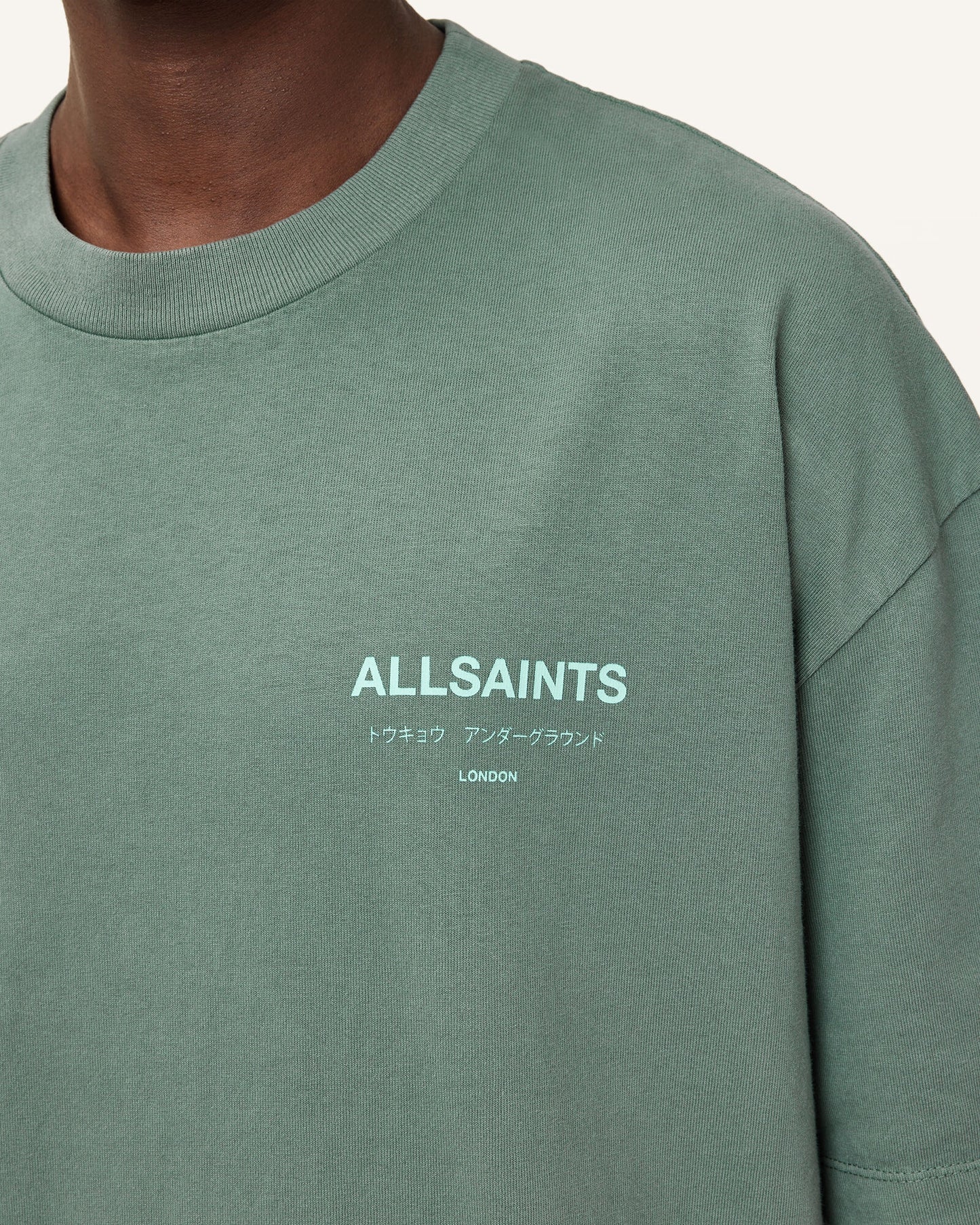 Slate Gray טי שירט קצרה לגברים Underground ALLSAINTS