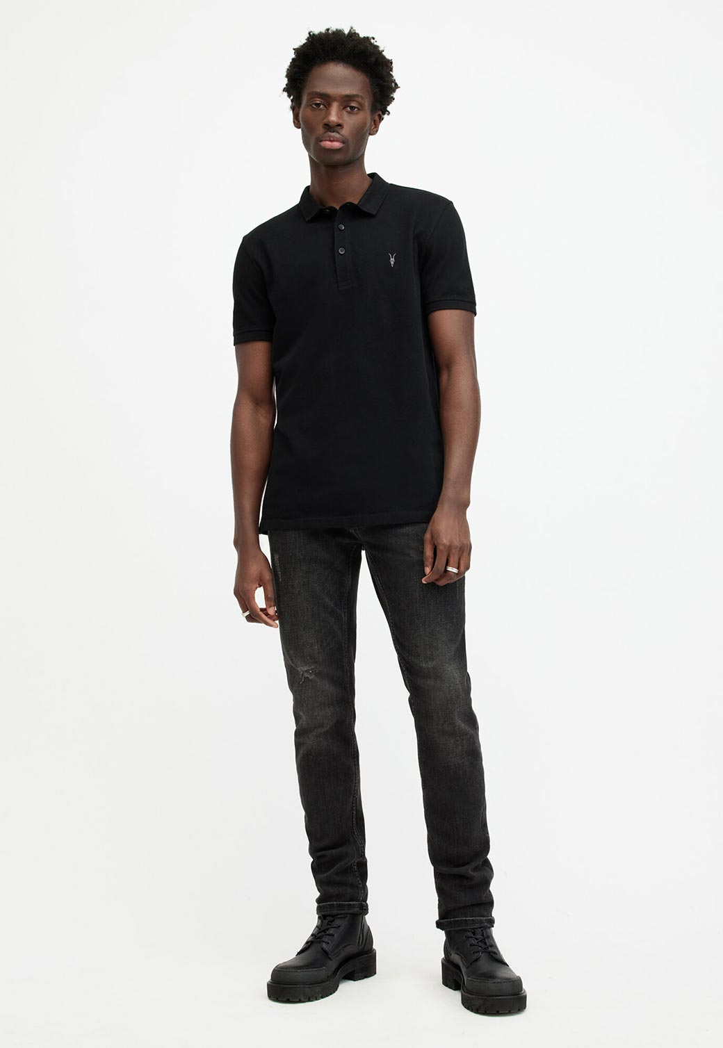 Black חולצת פולו לגברים Reform ALLSAINTS