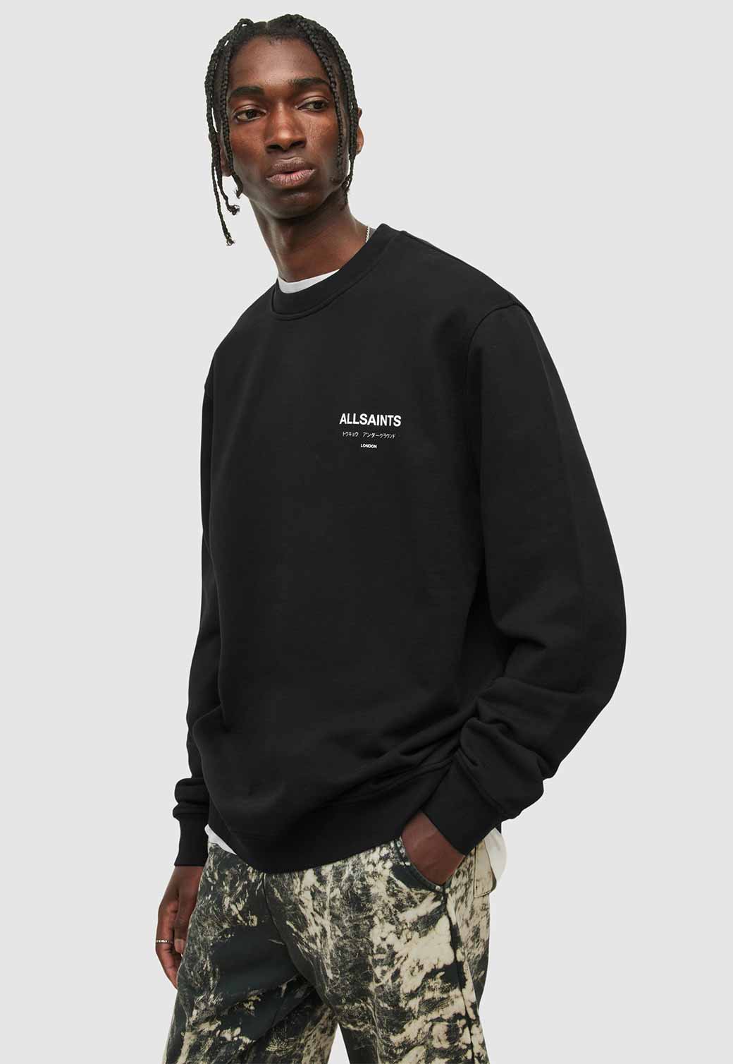 Light Gray סווטשירט מפתח עגול לגברים Underground ALLSAINTS