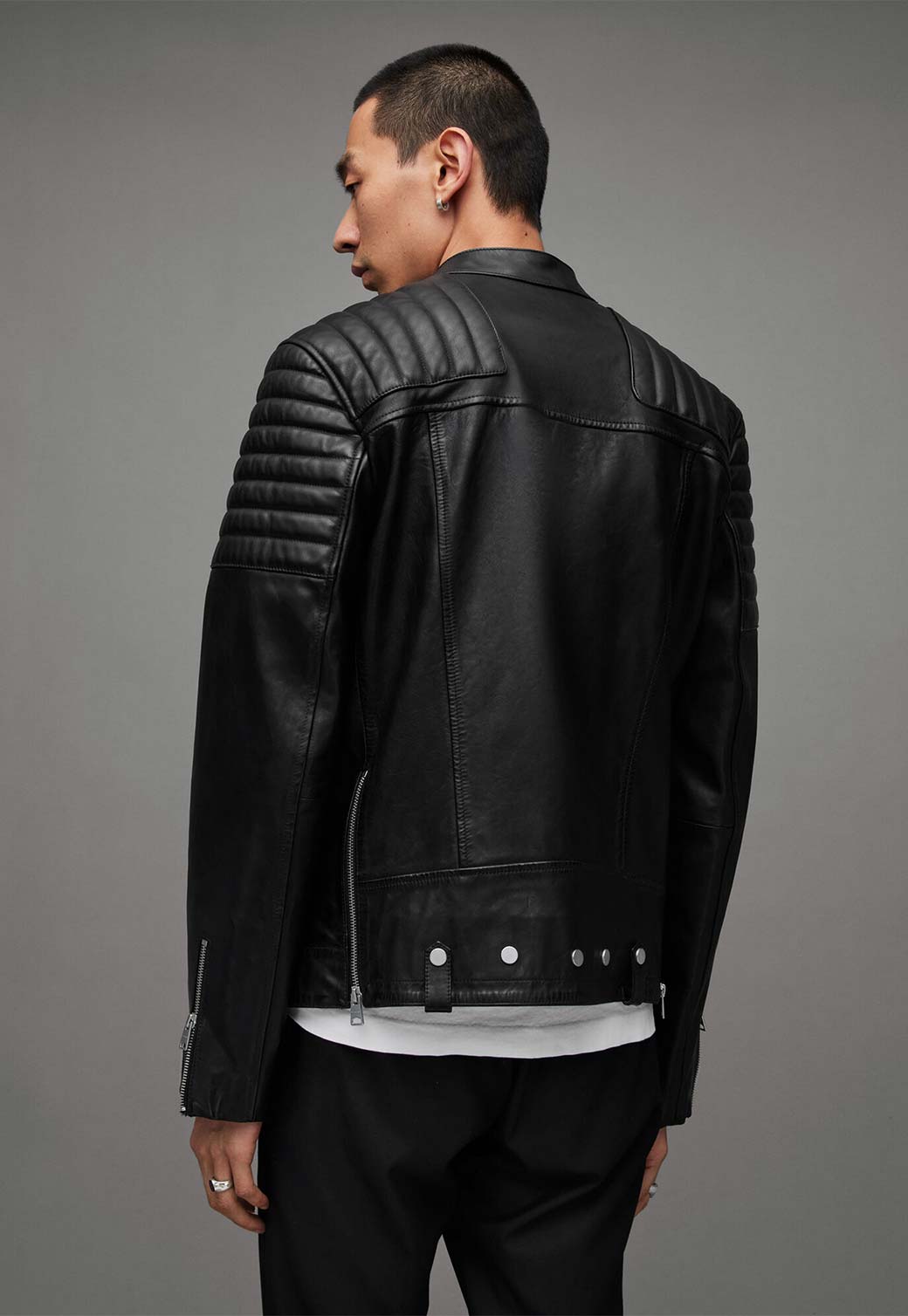 Dim Gray ג'קט עור לגברים Silas ALLSAINTS