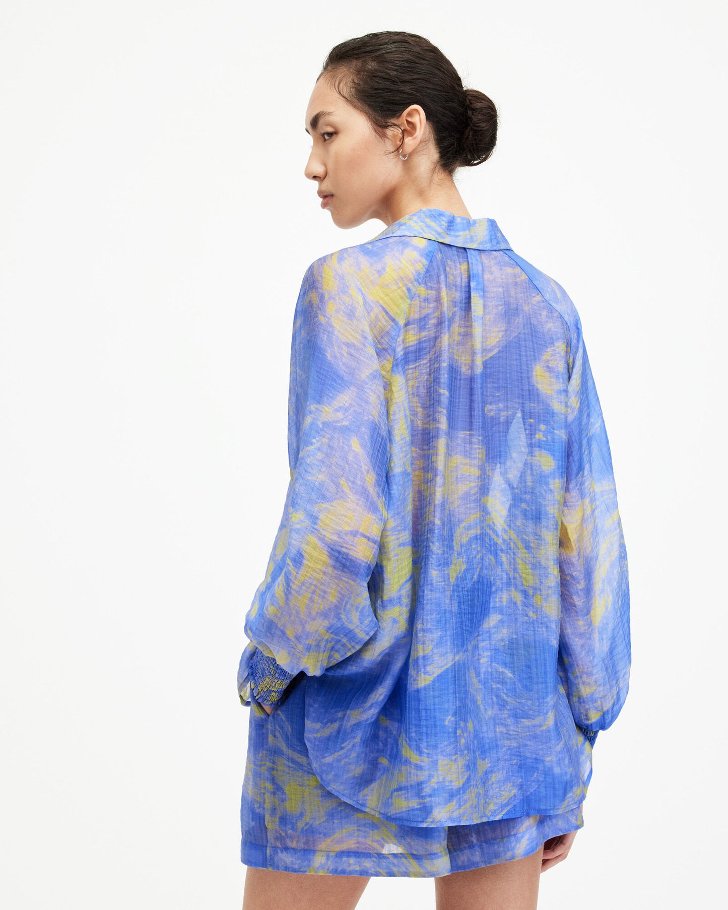 Steel Blue חולצה מכופתרת ארוכה לנשים Isla ALLSAINTS