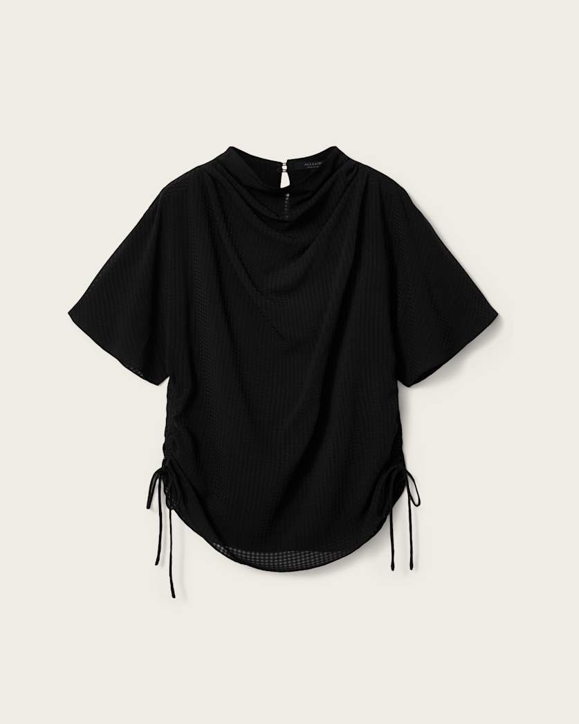 Black טופ שרוול חצי לנשים Leslie ALLSAINTS