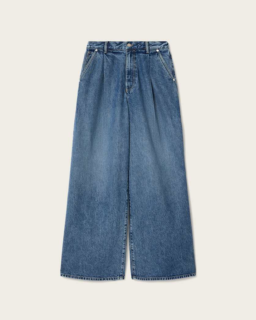 Dark Slate Blue ג׳ינס לנשים Haze Pleated - Wide Leg ALLSAINTS