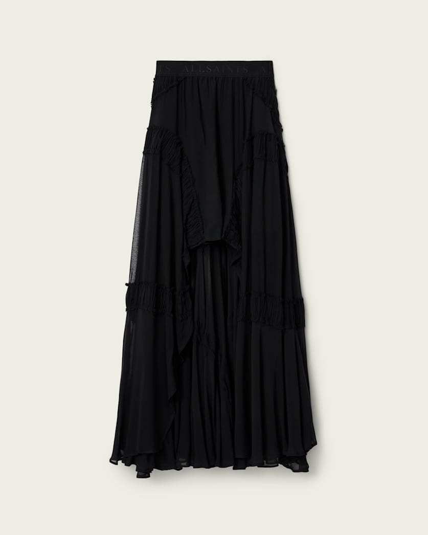 Black חצאית מקסי נפוחה לנשים Dorina ALLSAINTS