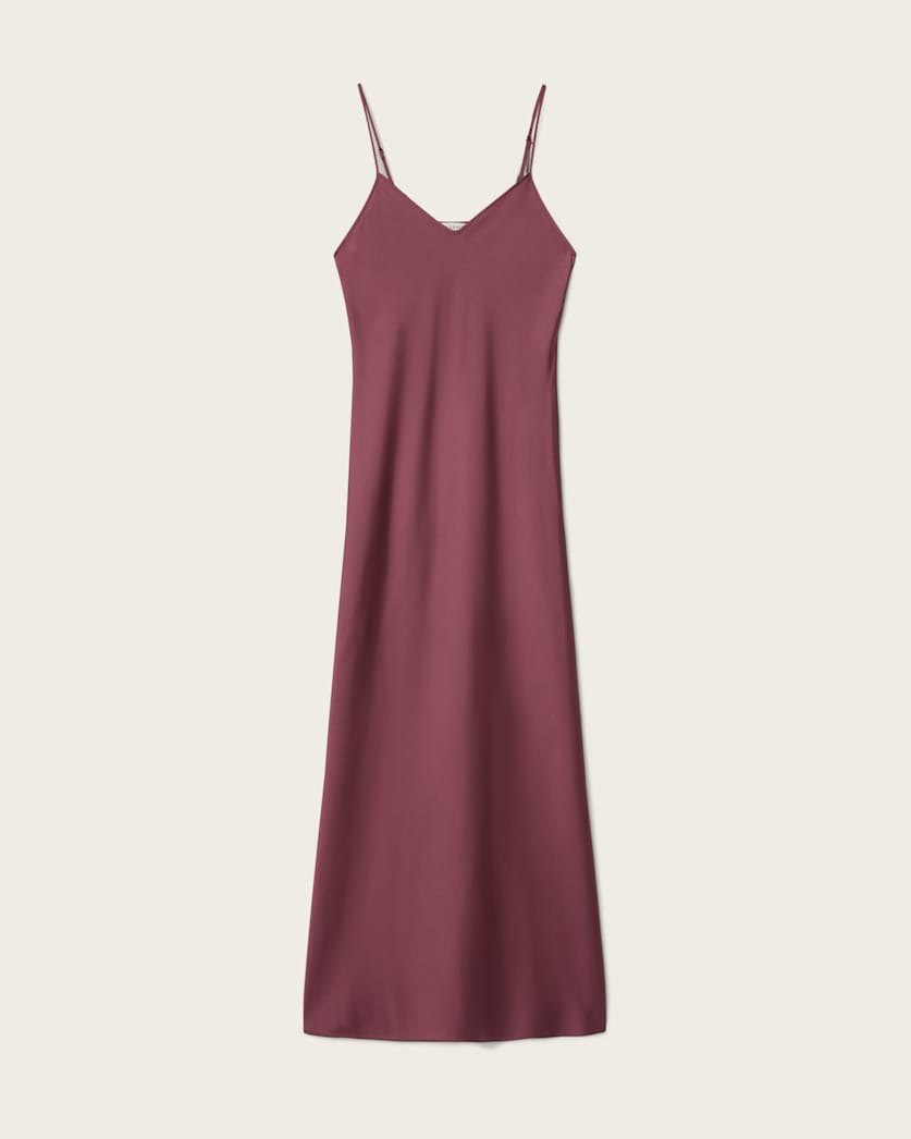 Maroon שמלת מקסי סאטן לנשים Bryony ALLSAINTS