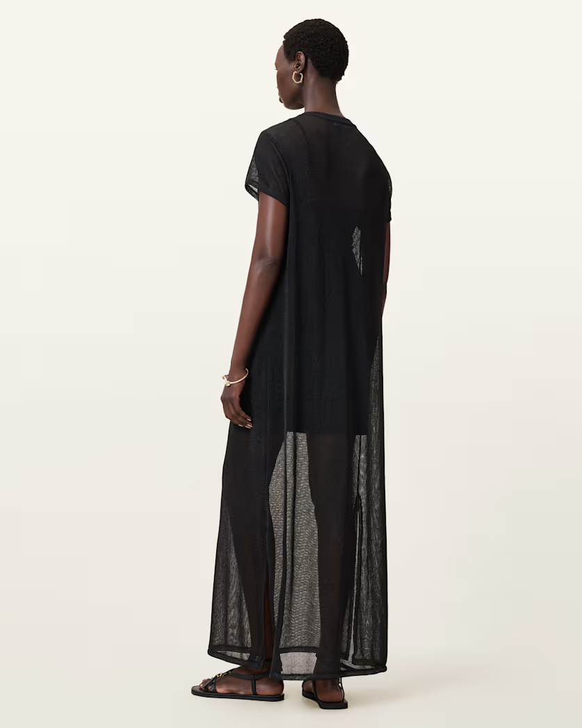 Black שמלת מקסי מנצנצת לנשים Thea ALLSAINTS