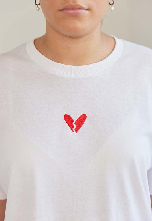 Light Gray טי שירט קצרה BROKEN HEART BORDER :story