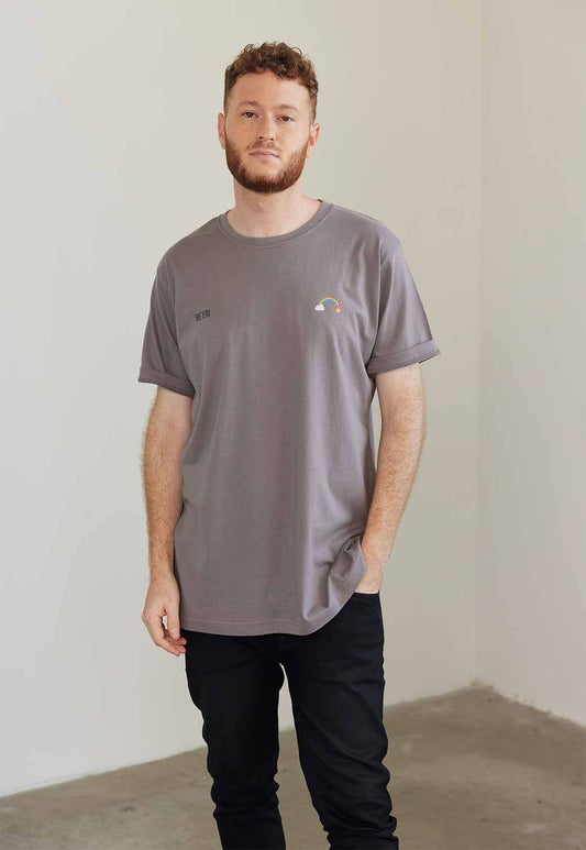 Gray טי שירט קצרה BE'ERI RAINBOW BORDER :story