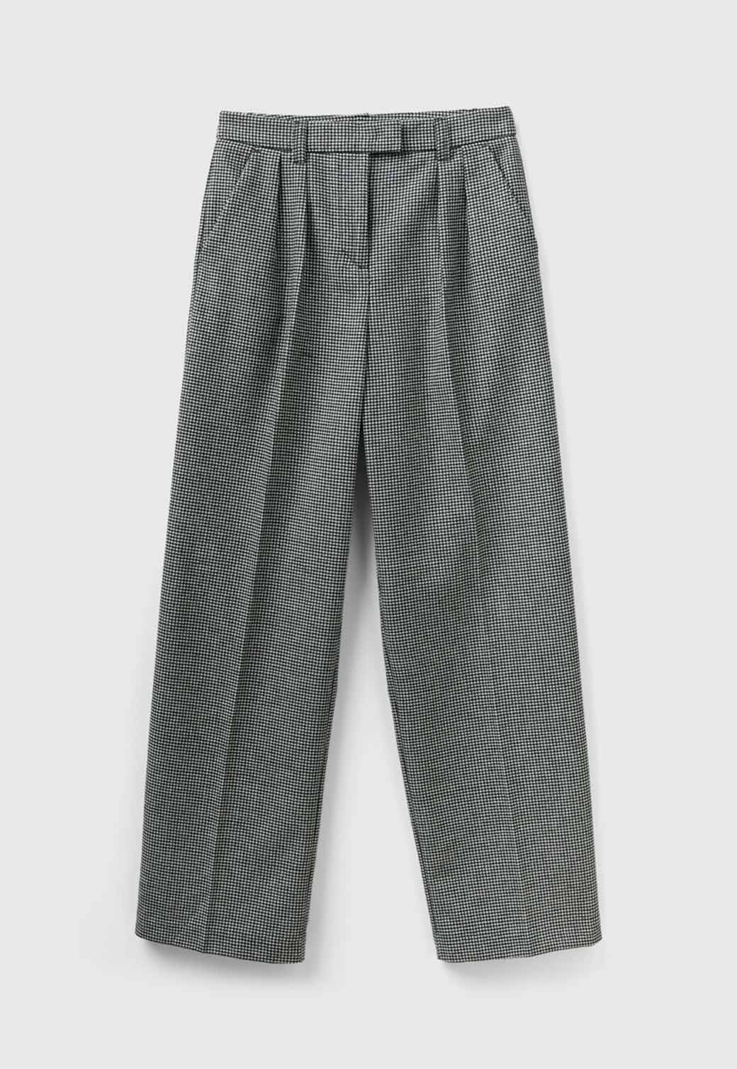 Dark Slate Gray מכנסיים ארוכים משובצים לנשים BENETTON