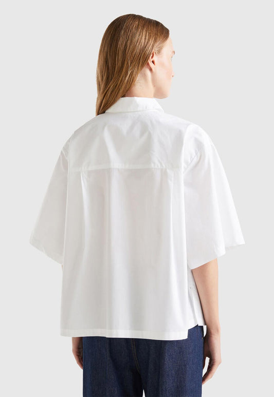 Antique White חולצה מכופתרת קצרה לנשים BENETTON