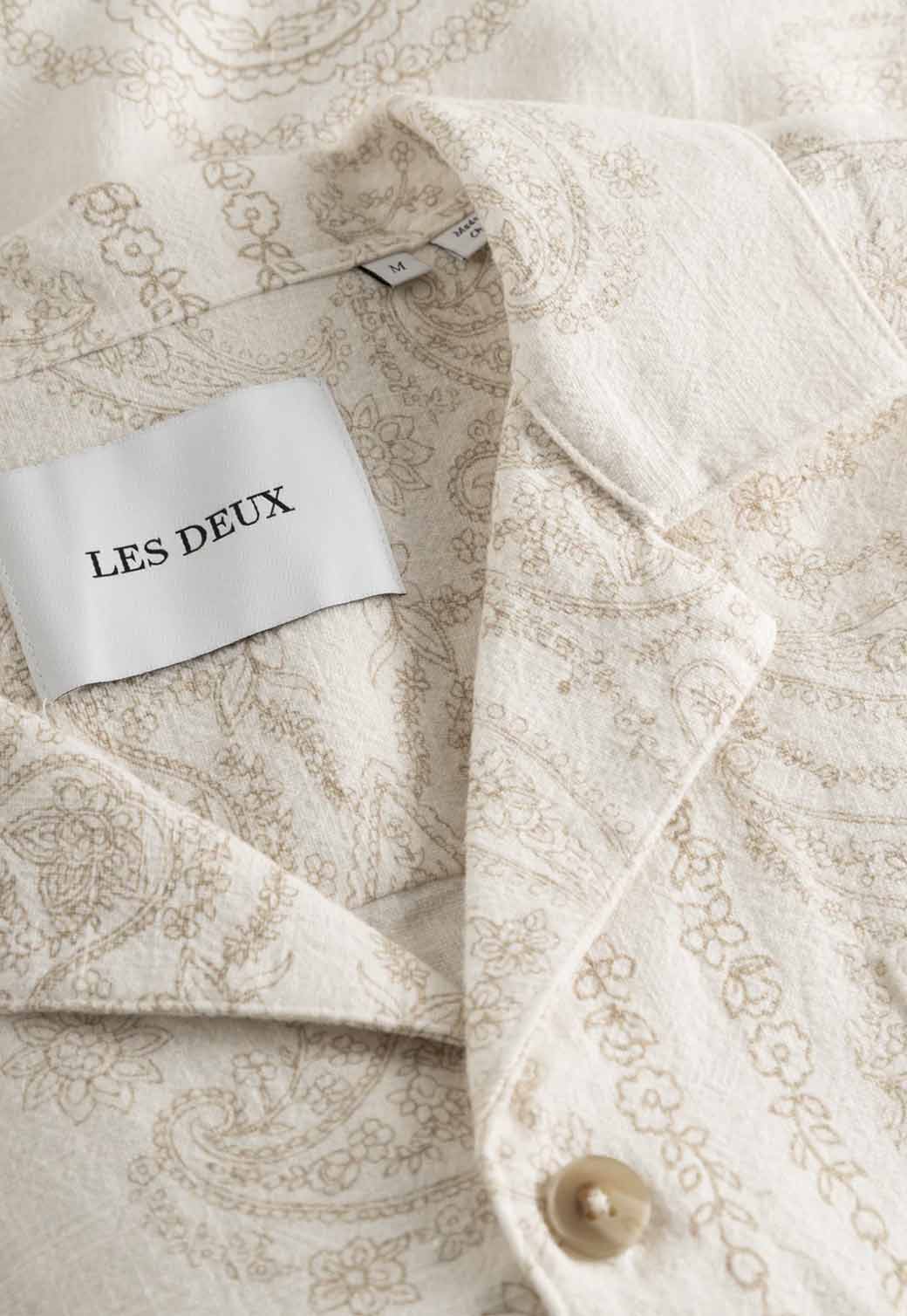 Light Gray חולצה מכופתרת קצרה לגברים Lesley LES DEUX