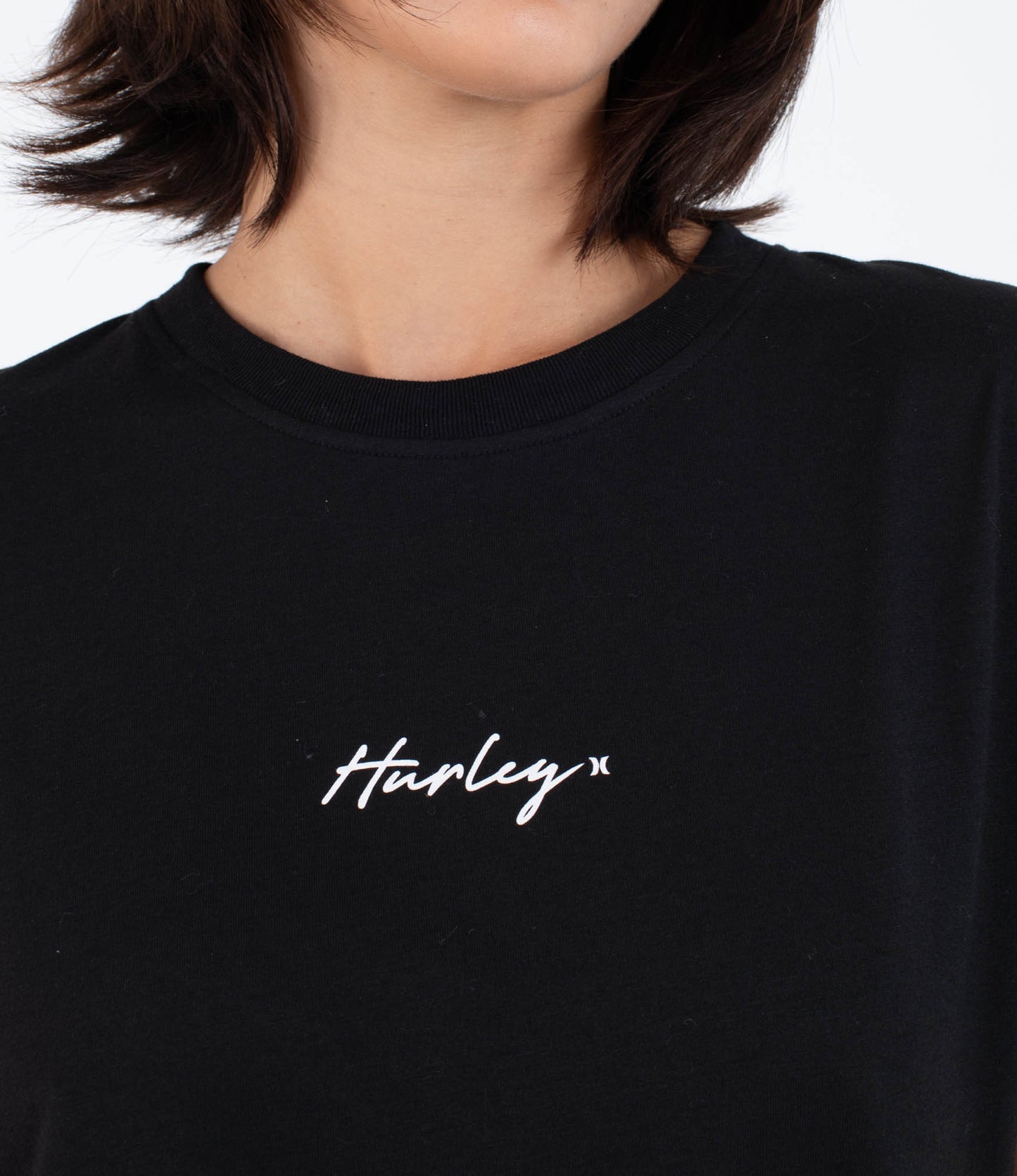 Gray טי שירט קצרה לנשים Script HURLEY