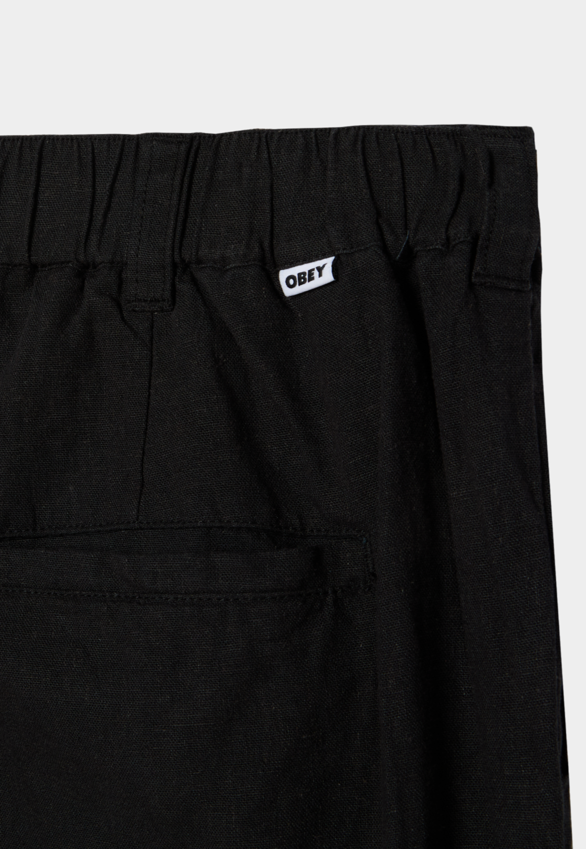 Black מכנסי פשתן לגברים Obey Foster Pleated Linen OBEY
