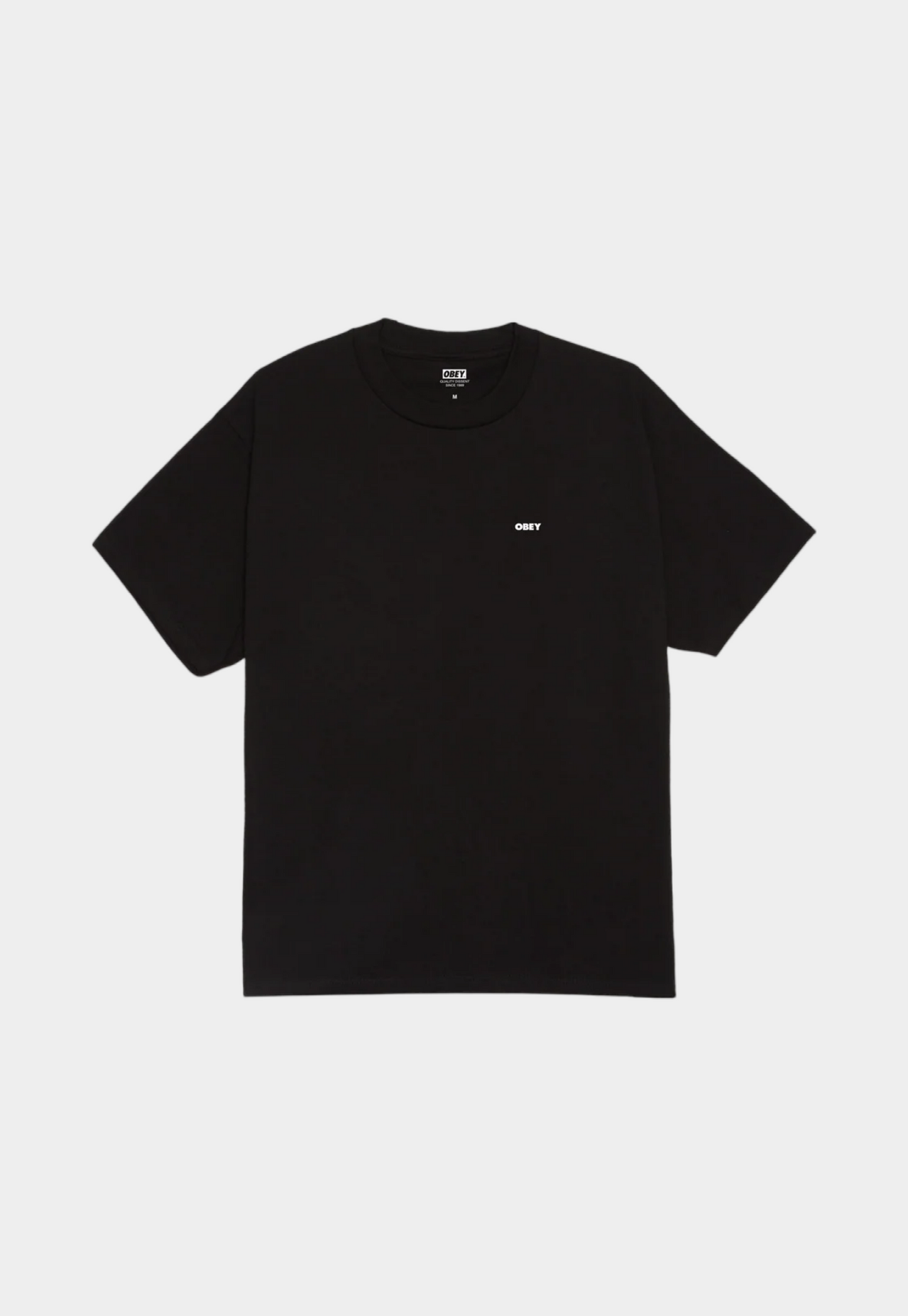 Black טי שירט קצרה לגברים Disinformation OBEY