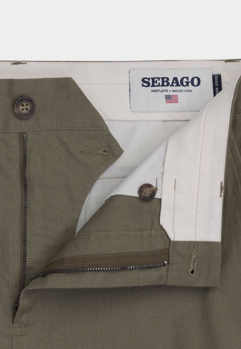 Dark Olive Green מכנסי פשתן לגברים Rendon Linen SEBAGO