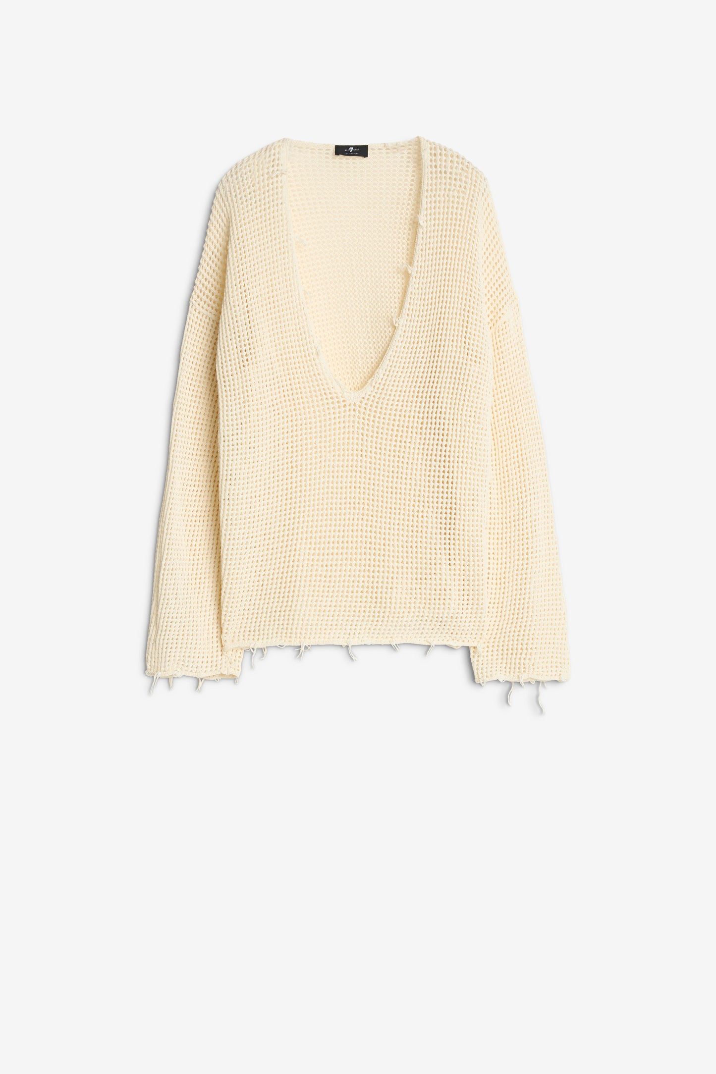 White Smoke סוודר רשת וי לנשים SEVEN FOR ALL MANKIND