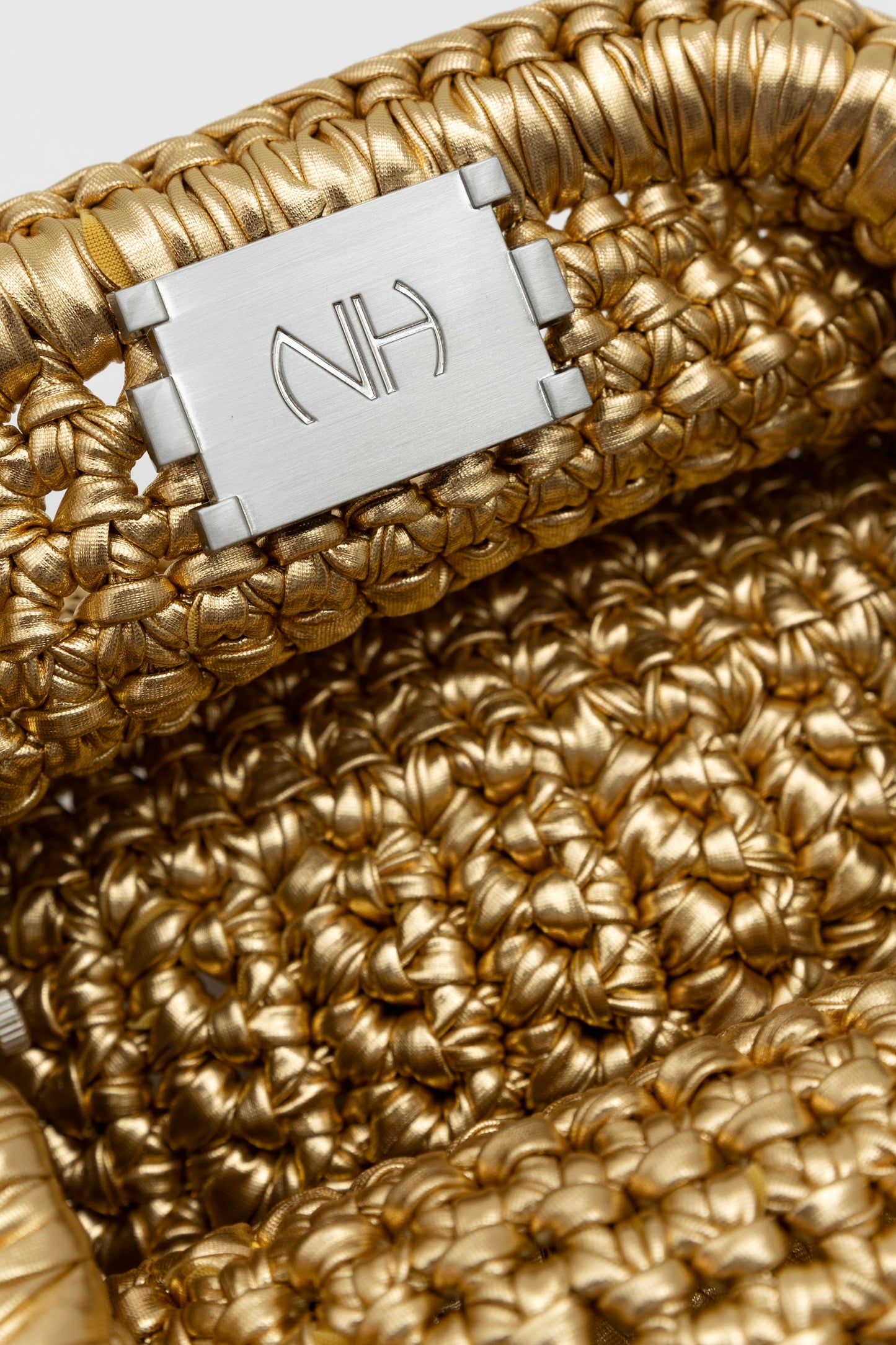 Saddle Brown קלאץ' סרוג מטאלי Amber NOAM HAZAN