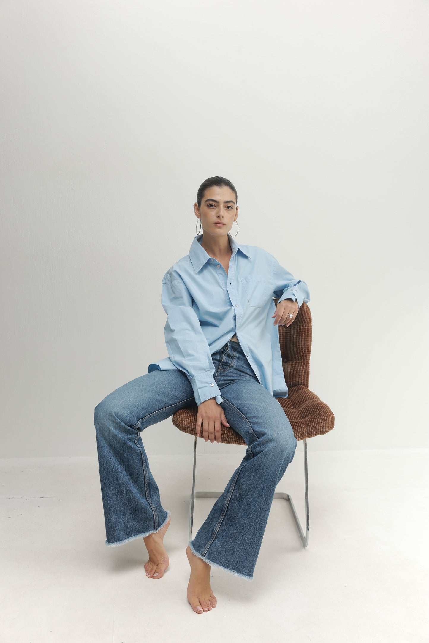 Light Gray חולצה מכופתרת ארוכה לנשים Must Have PAPER