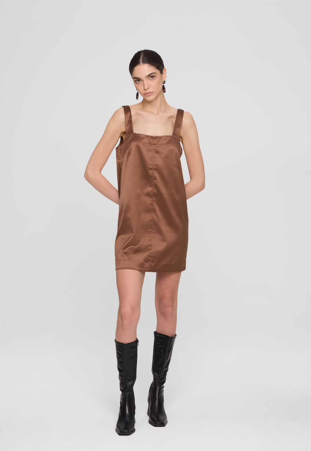 Light Gray שמלת סאטן מיני לנשים Nina PAPER.