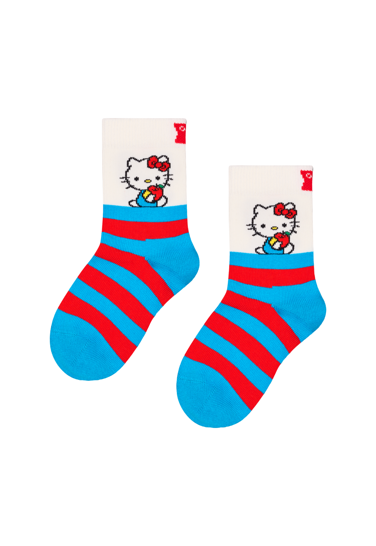 White Smoke זוג גרביים לילדים Hello Kitty Stripe Socks HAPPY SOCKS