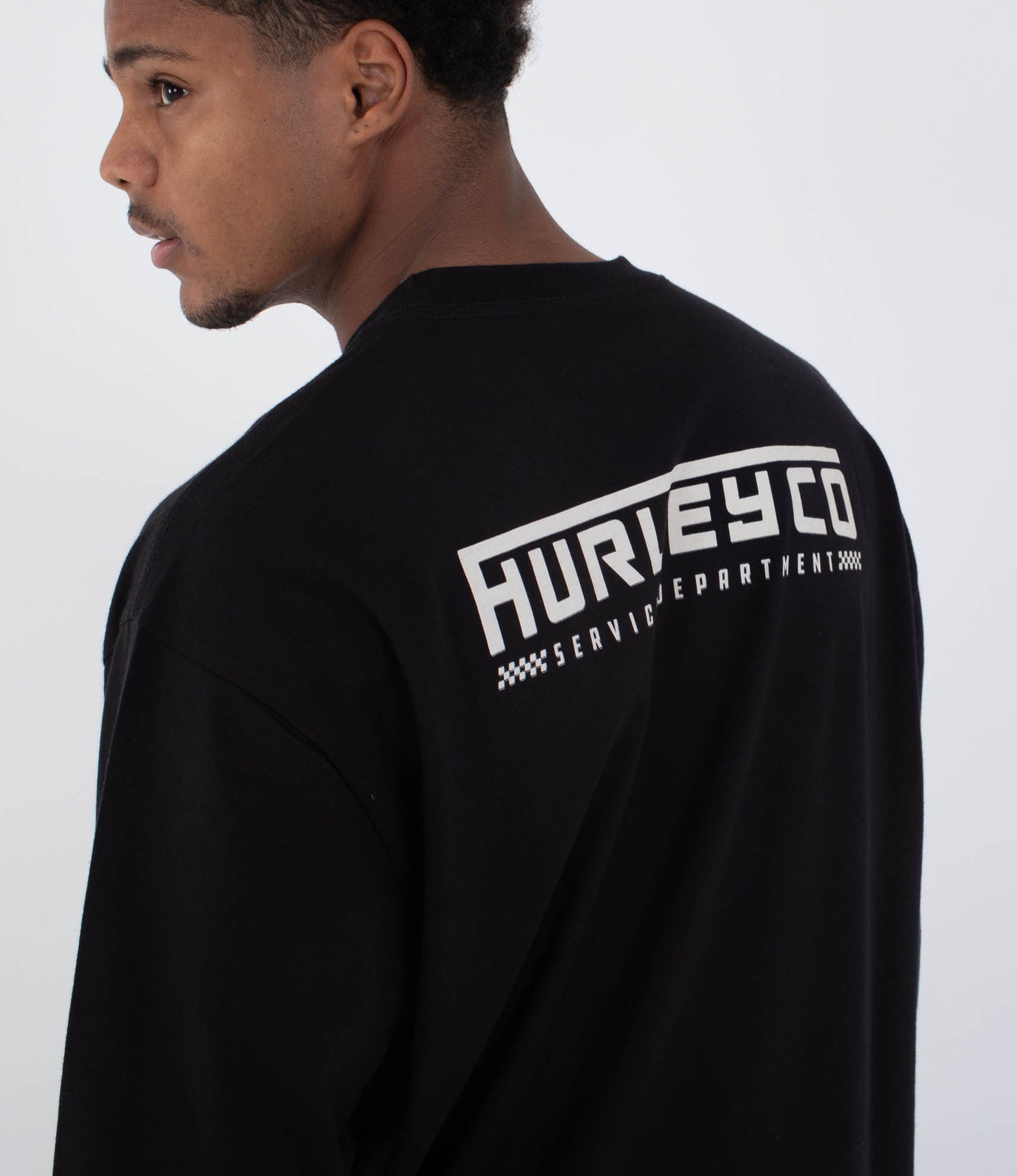 Black טי שירט ארוכה לגברים Hurley HURLEY