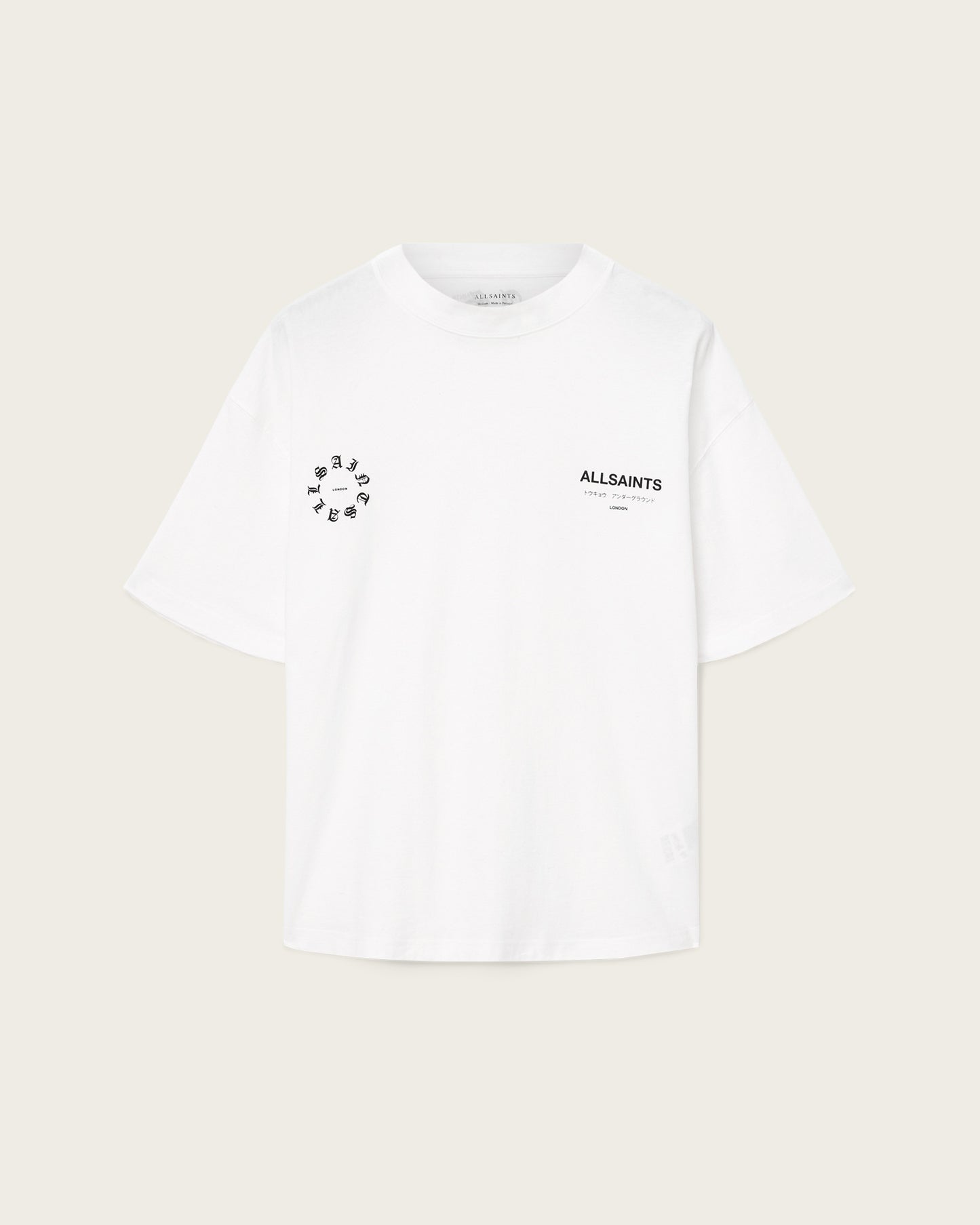 White Smoke טי שירט קצרה לגברים Washed Tee ALLSAINTS