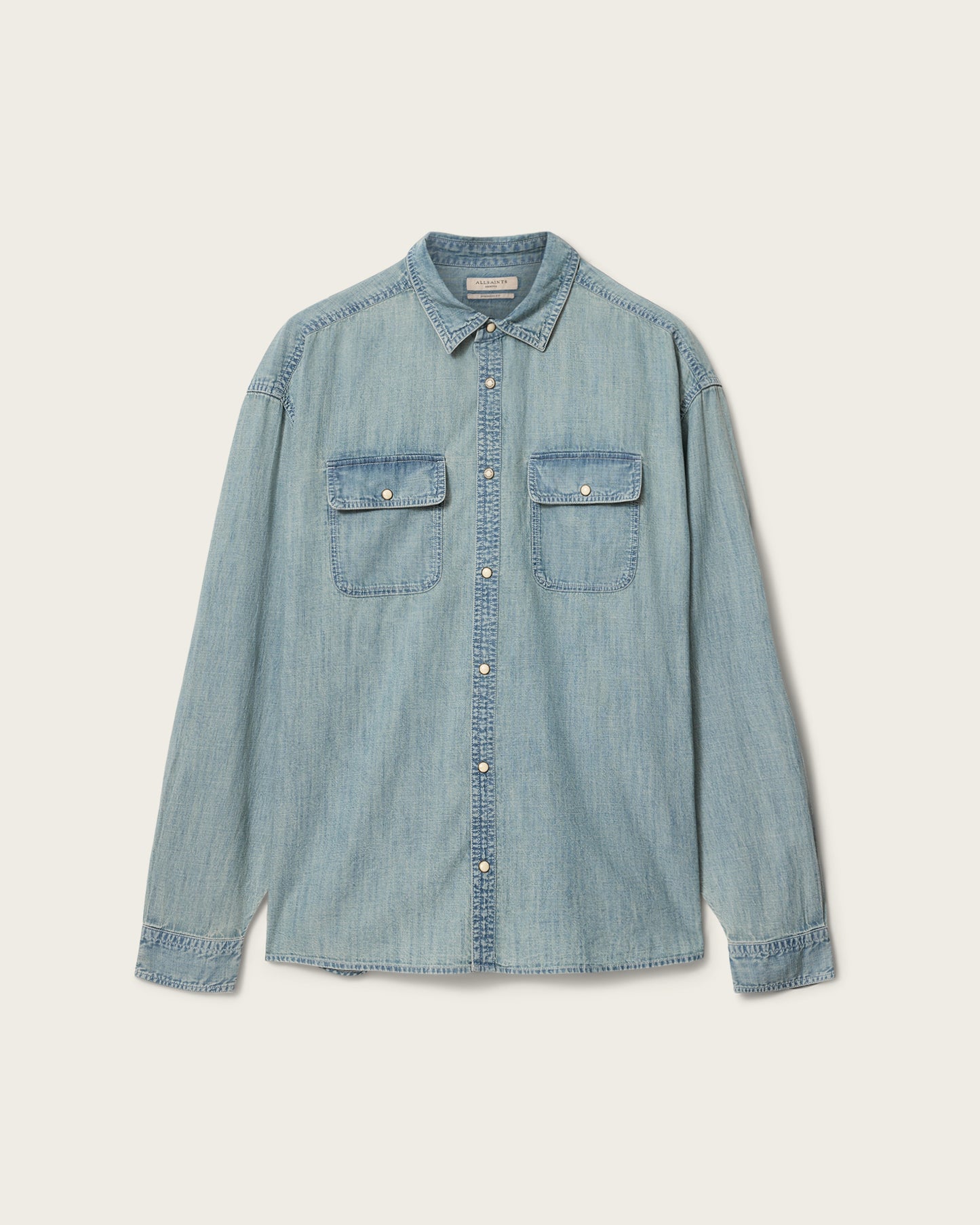 Dark Gray חולצה מכופתרת ארוכה לגברים Gribbs LS Shirt ALLSAINTS