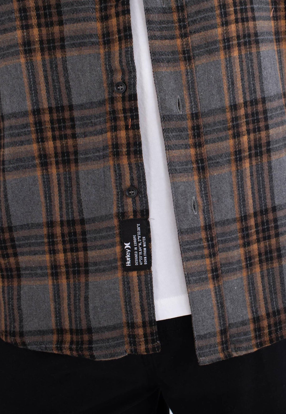 Black חולצה מכופתרת קצרה Axe Flannel לגברים HURLEY