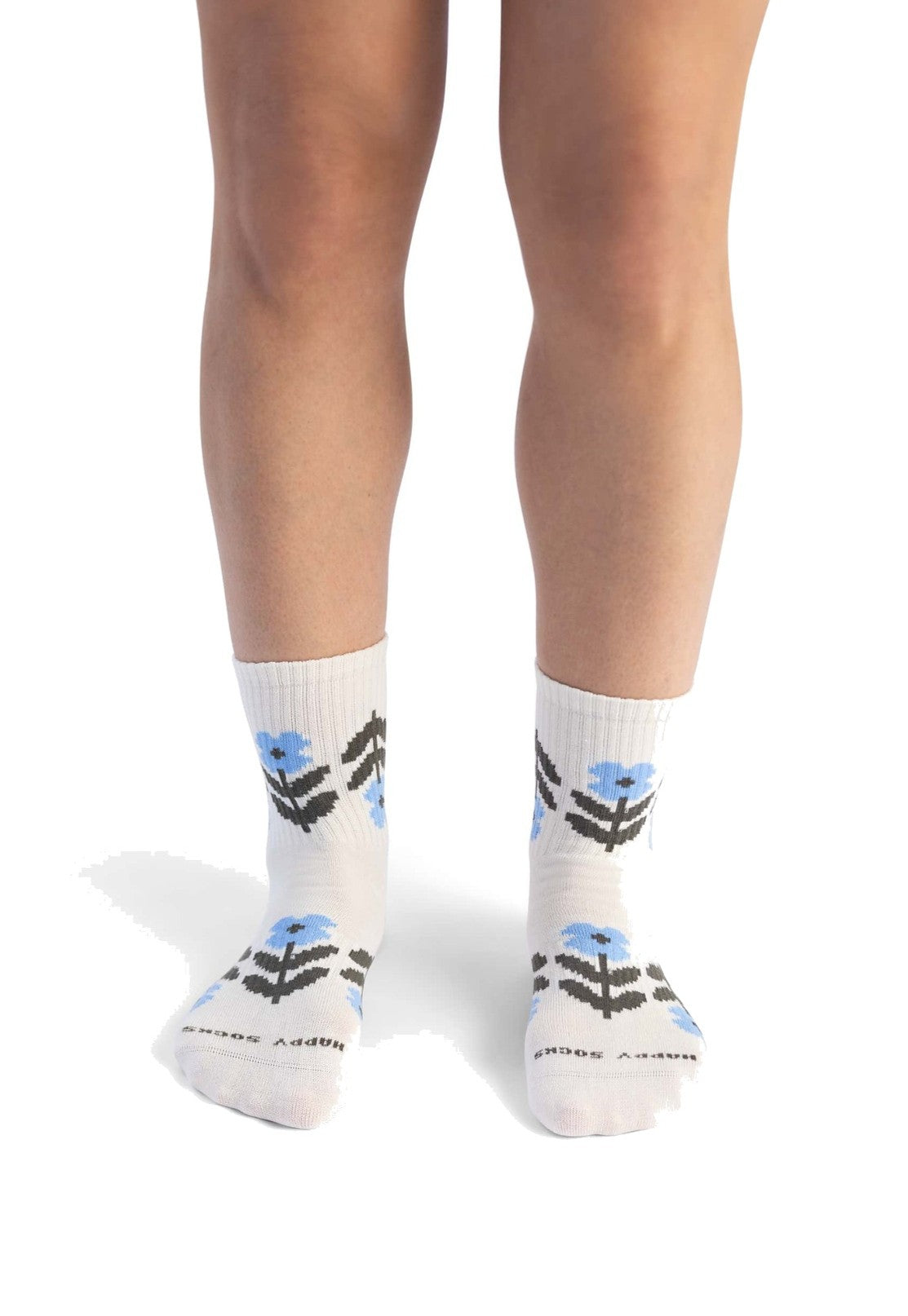 White Smoke גרבי Flower Border בגזרת סניקרס HAPPY SOCKS