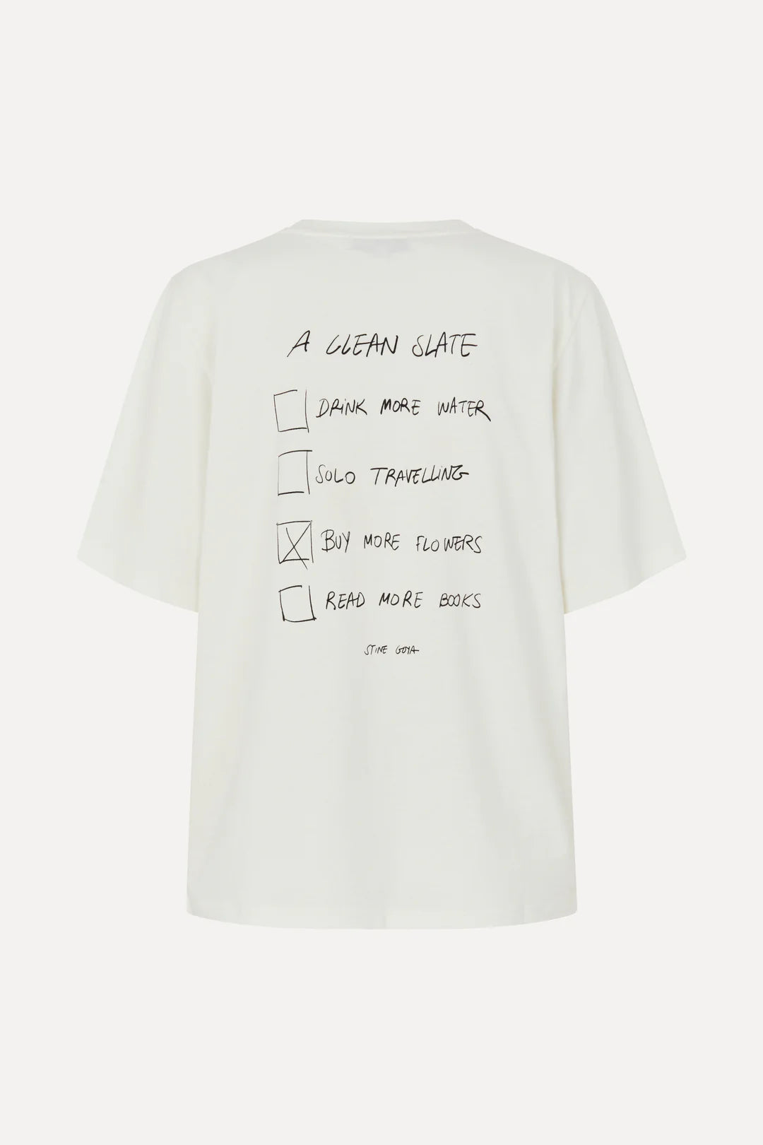 Antique White טי שירט קצרה לנשים Petunia Bouquet, A Clean Slate STINE GOYA