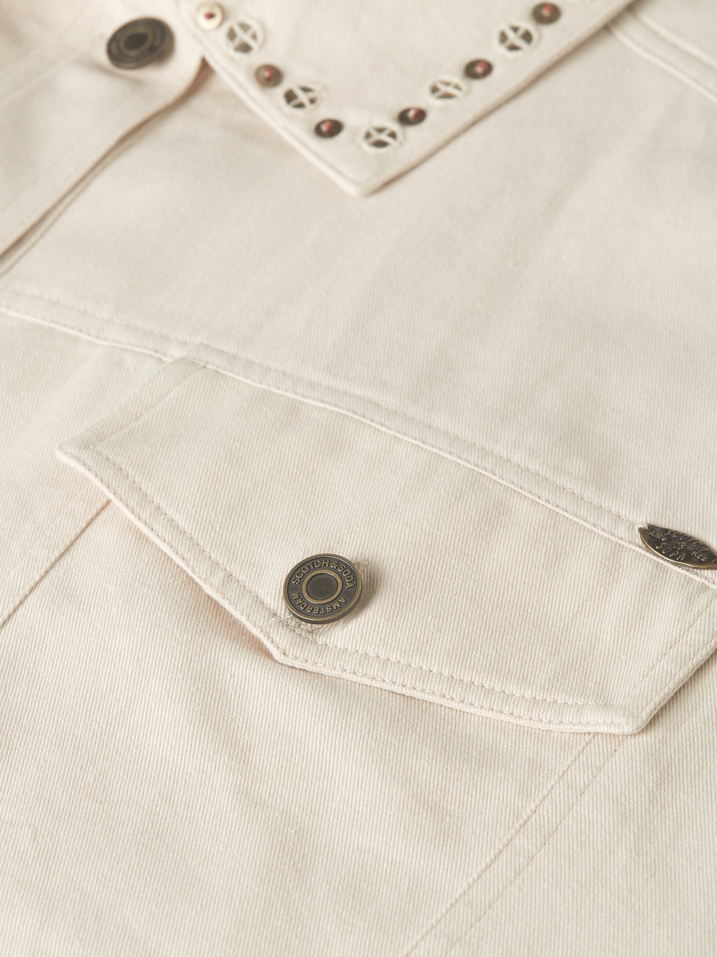 Light Gray EMBELLISHED COTTON TRUCKER ג'קט SCOTCH & SODA