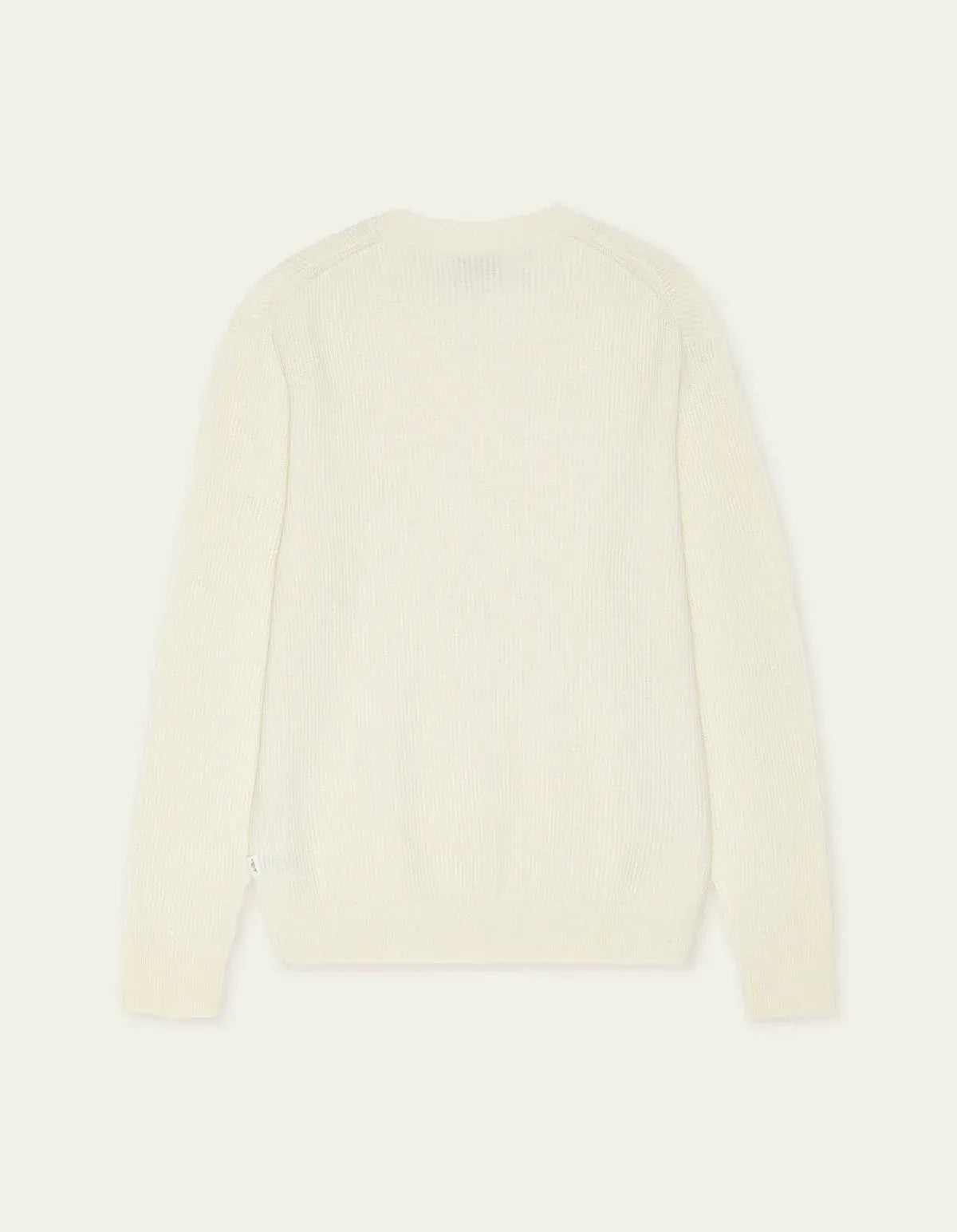 Antique White סוודר לגברים Wool Rib Roundneck Knit LES DEUX