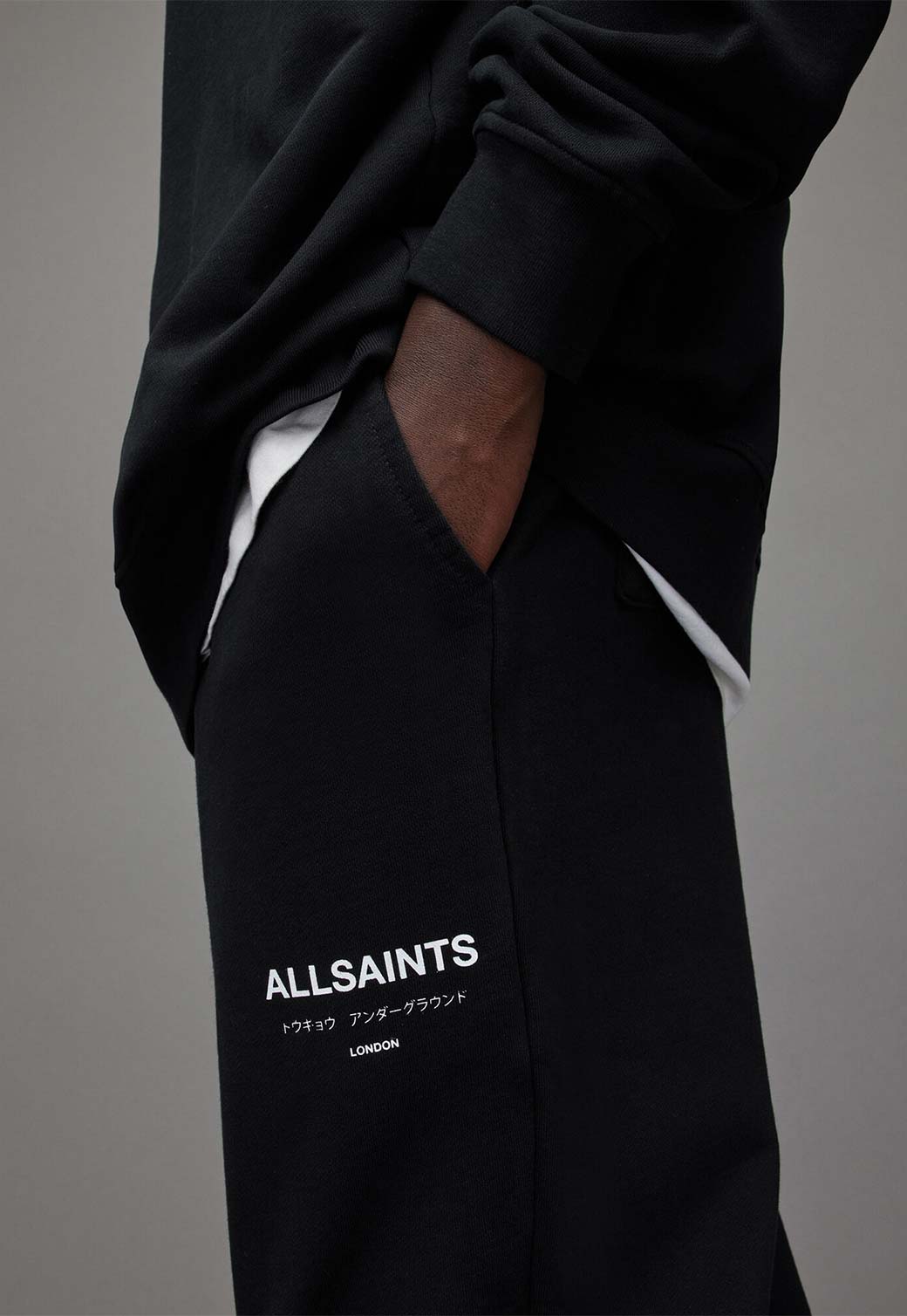Black מכנסי טרנינג ארוכים לגברים Underground ALLSAINTS