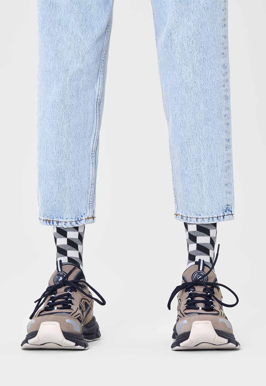 Lavender זוג גרביים בהדפס גיאומטרי HAPPY SOCKS