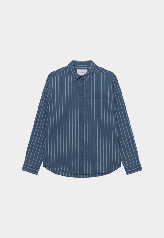 Dark Slate Gray חולצת מכופתרת ארוכה לגברים Kash Indigo LES DEUX