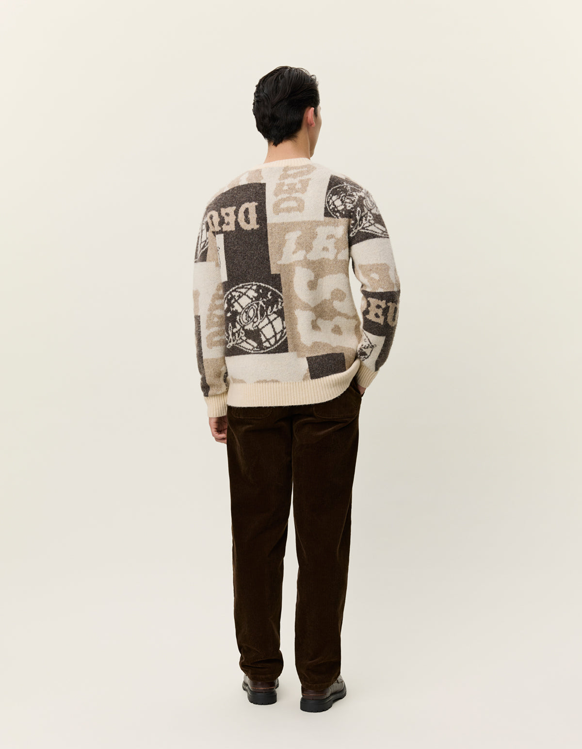 Antique White סוודר לגברים Globe Crewneck Knit LES DEUX