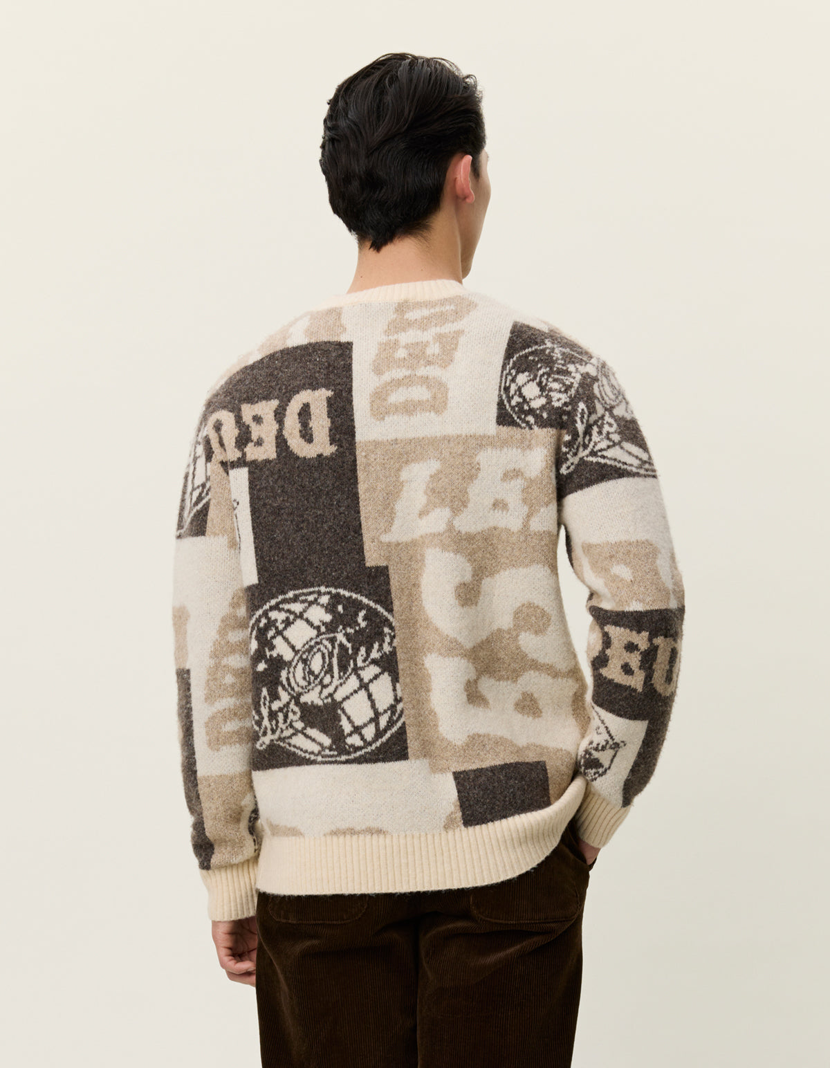 Antique White סוודר לגברים Globe Crewneck Knit LES DEUX