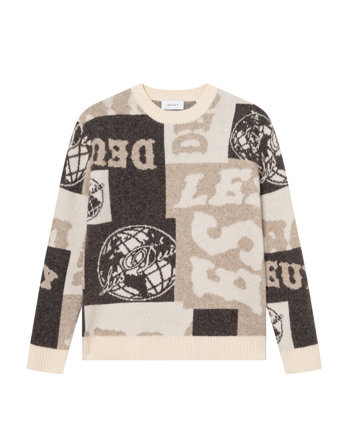 Black סוודר לגברים Globe Crewneck Knit LES DEUX